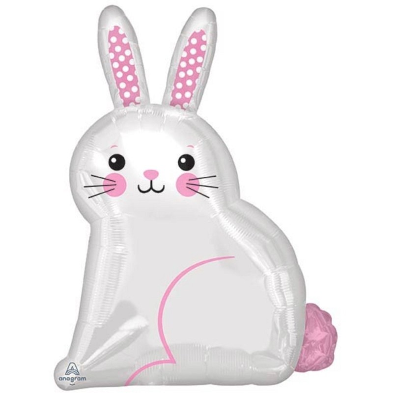 BALLON METALLIQUE LAPIN BLANC 40 X 55 CM  BALLON METALLIQUE LAPIN BLANC 40 X 55 CM