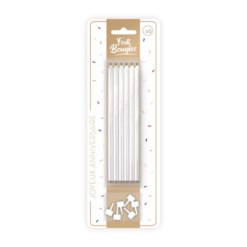 6 BOUGIES LONGUES BLANCHE 15 CM 6 BOUGIES LONGUES BLANCHE 15 CM