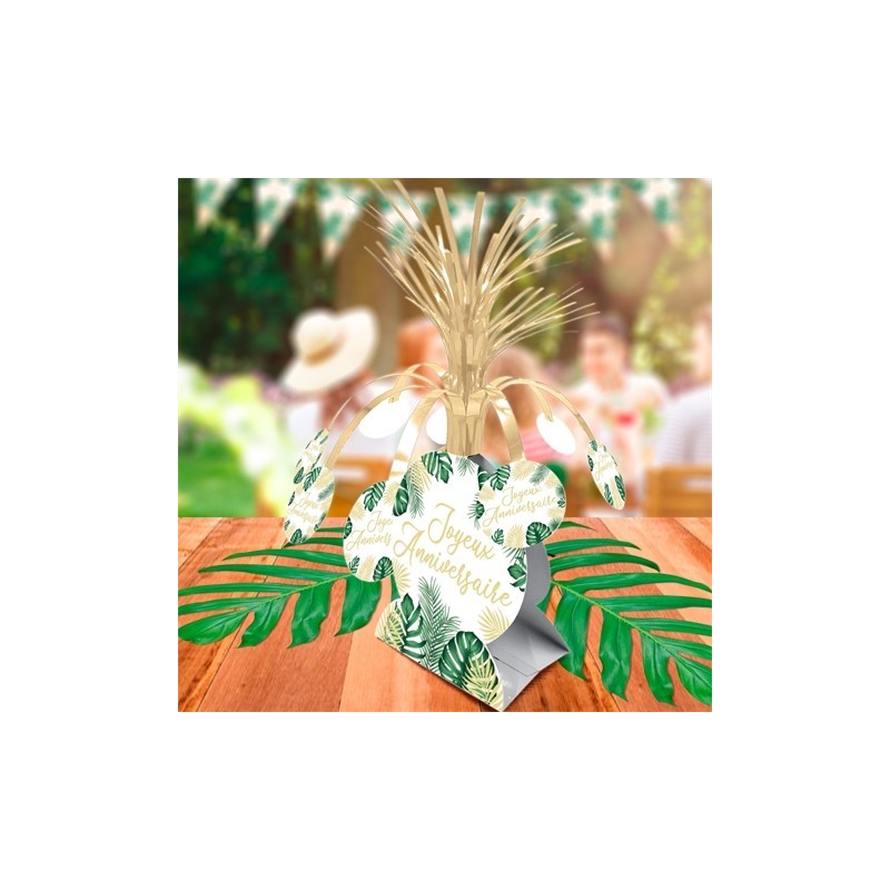 CENTRE DE TABLE JOYEUX ANNIVERSAIRE TROPICAL 