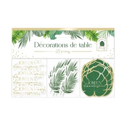 CONFETTIS DE TABLE TROPICAL PARTY FEUILLES JOYEUX ANNIVERSAIRE