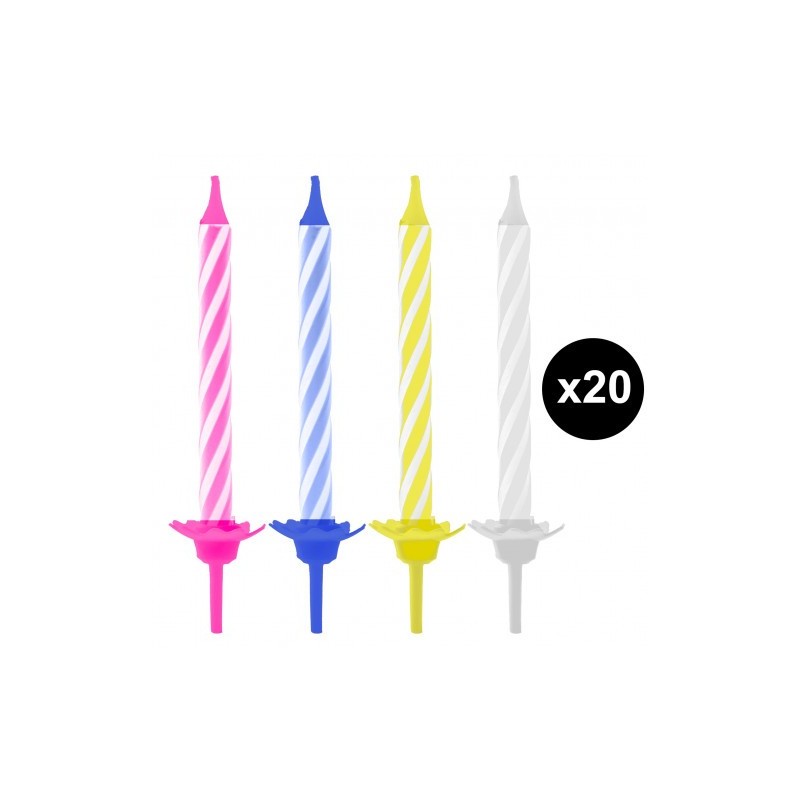 20 BOUGIES MULTICOLORES 7 CM  20 BOUGIES MULTICOLORES 7 CM