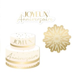 TRIO DE CONFETTIS BLANC ET OR JOYEUX ANNIVERSAIRE 