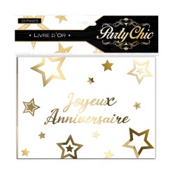 LIVRE D'OR ANNIVERSAIRE PARTY CHIC BLANC ET OR