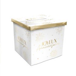 URNE ANNIVERSAIRE PARTY CHIC BLANC ET OR