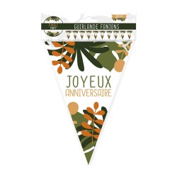 GUIRLANDE FANIONS JUNGLE PARTY FEUILLES TROPICALES JOYEUX ANNIVERSAIRE