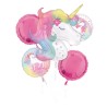 BOUQUET DE 5 BALLONS METALLIQUES LICORNE ENCHANTEE