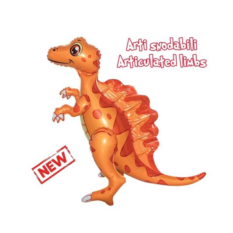 BALLON METALLIQUE DINOSAURE SPINOSAURO ORANGE 75 CM 