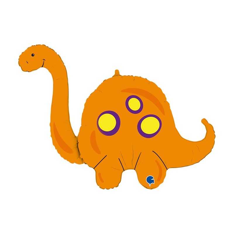 BALLON METALLIQUE DINOSAURE ORANGE BRONTOSAURUS 112 CM 