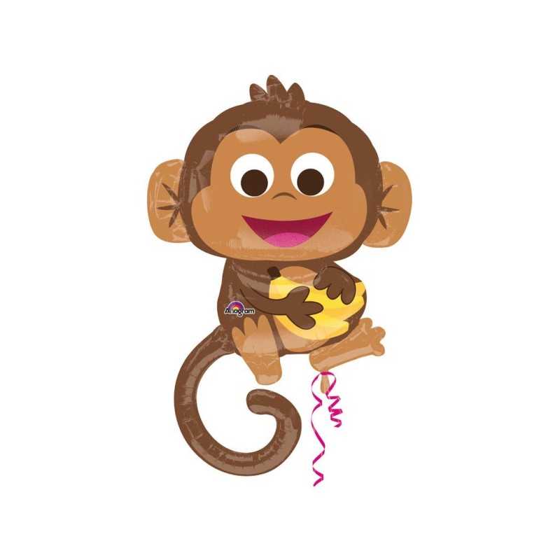 BALLON METALLIQUE SINGE AVEC BANANE 91 CM 