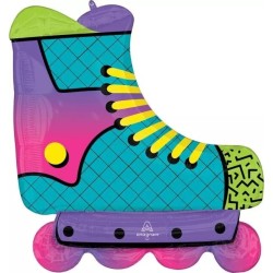 BALLON METALLIQUE ROLLER INLINE SKATE BLEU ANNEES 80 TAILLE 66 X 68 CM