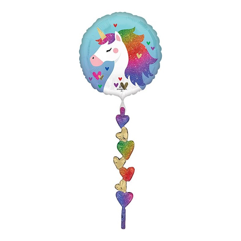 BALLON METALLIQUE ROND LICORNE AIRWALKER 60 X 170 CM