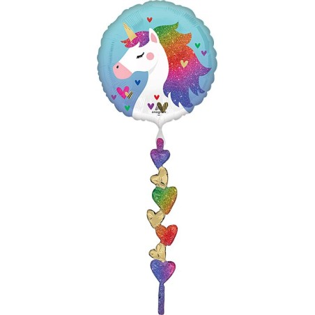 BALLON METALLIQUE ROND LICORNE AIRWALKER 60 X 170 CM