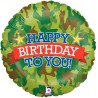 BALLON METALLIQUE ROND MILITAIRE HAPPY BIRTHDAY TO YOU ! 46 CM