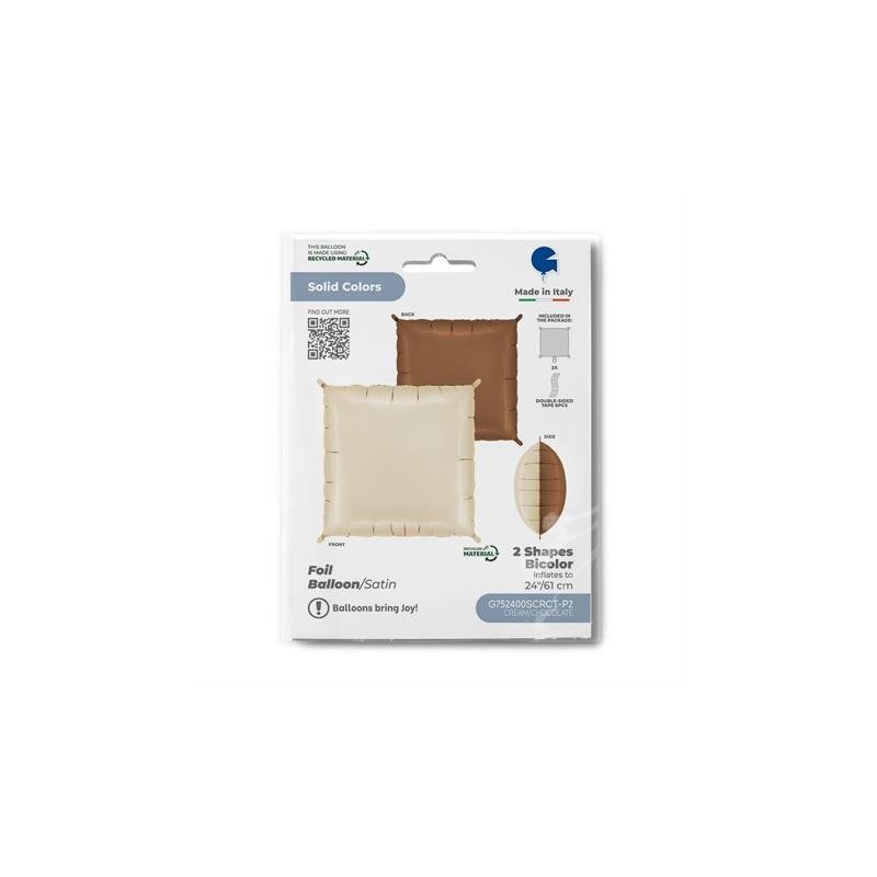 2 BALLONS METALLIQUES CARRES DE DECO BICOLORE SATIN CREME ET MARRON CHOCOLAT 2 BALLONS METALLIQUES CARRES DE DECO BICOLORE SATIN CREME ET MARRON CHOCOLAT