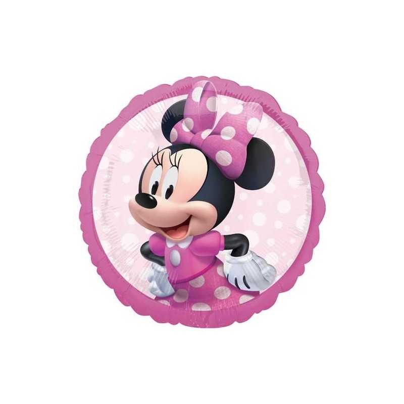 BALLON METALLIQUE ROND MINNIE ROSE 43 CM 
