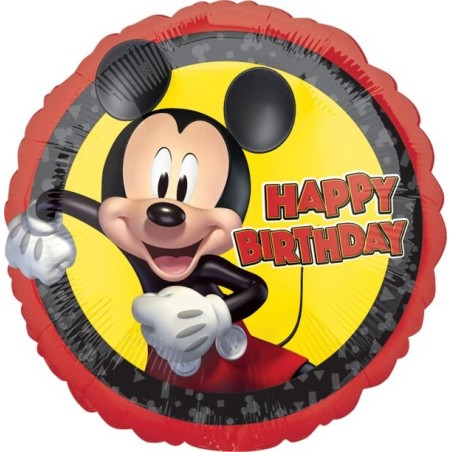 BALLON METALLIQUE ROND MICKEY HAPPY BIRTHDAY 43 CM 