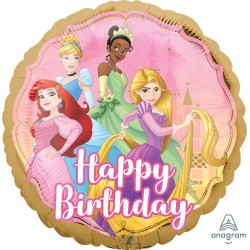 BALLON METALLIQUE ROND PRINCESSES DISNEY HAPPY BIRTHDAY 43 CM 