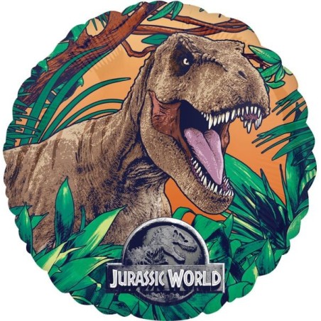BALLON METALLIQUE ROND DINAUSAURE JURASSIC WORLD MARRON 43 CM 