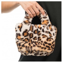 SAC FAUSSE FOURRURE LEOPARD 22CM X 12CM X 22CM