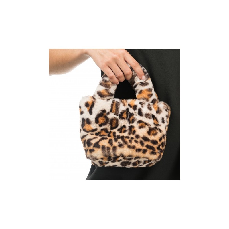 SAC FAUSSE FOURRURE LEOPARD 22CM X 12CM X 22CM