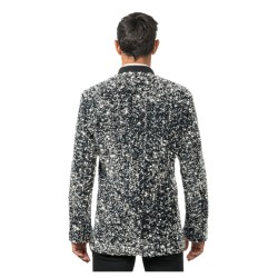 VESTE VELOURS NOIR ET SEQUINS ARGENT TAILLE L