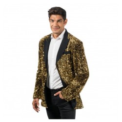 VESTE VELOURS NOIR ET SEQUINS OR TAILLE L