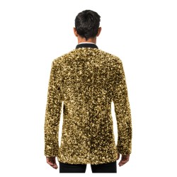 VESTE VELOURS NOIR ET SEQUINS OR TAILLE L