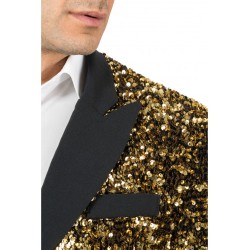 VESTE VELOURS NOIR ET SEQUINS OR TAILLE L