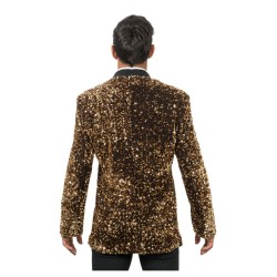 VESTE VELOURS NOIR ET SEQUINS BRONZE TAILLE L