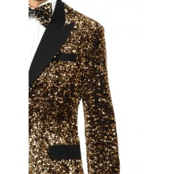 VESTE VELOURS NOIR ET SEQUINS BRONZE TAILLE L