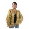 VESTE SCINTILLANTE A FRANGES OR  TAILLE M