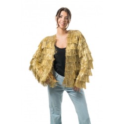 VESTE SCINTILLANTE A FRANGES OR TAILLE M