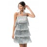 ROBE SCINTILLANTE A FRANGES ARGENT TAILLE M