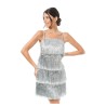 ROBE SCINTILLANTE A FRANGES ARGENT TAILLE M