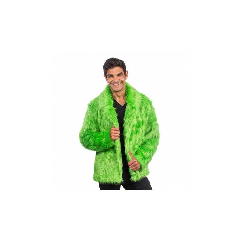 DEGUISEMENT MANTEAU FAUSSE FOURRURE VERT TAILLE L