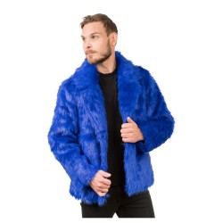 DEGUISEMENT MANTEAU FAUSSE FOURRURE BLEU TAILLE L