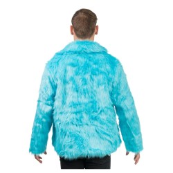 DEGUISEMENT MANTEAU FAUSSE FOURRURE BLEU AQUA TAILLE L