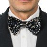 NOEUD PAPILLON VELOURS NOIR ET SEQUINS ARGENT
