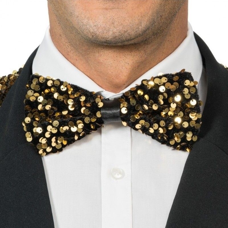 NOEUD PAPILLON VELOURS NOIR ET SEQUINS OR NOEUD PAPILLON VELOURS NOIR ET SEQUINS OR