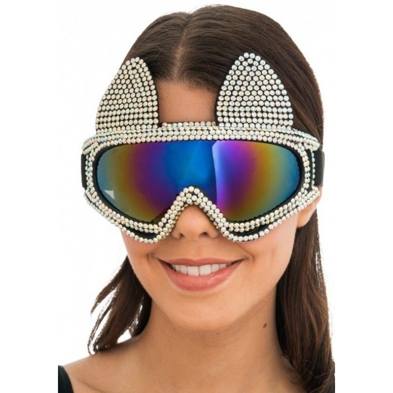LUNETTES MASQUE DE SKI CHAT AVEC STRASS 