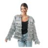 VESTE SCINTILLANTE A FRANGES ARGENT TAILLE S