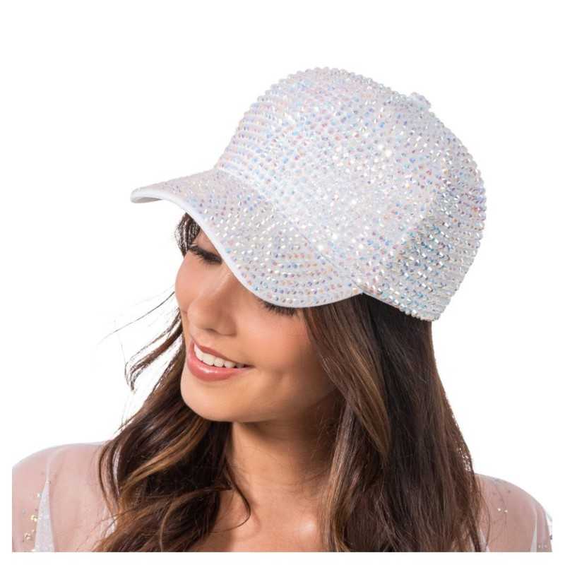 CASQUETTE BLANCHE AVEC STRASS DIAMOND 