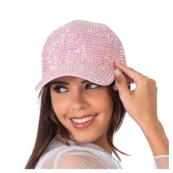 CASQUETTE ROSE  AVEC STRASS DIAMOND 