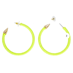 PAIRE DE BOUCLES D'OREILLES ANNEAUX CREOLES JAUNE FLUO