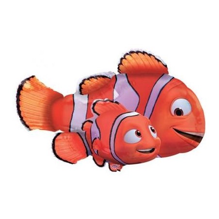 BALLON METALLIQUE POISSON CLOWN ORANGE NEMO 76 CM x 48 CM