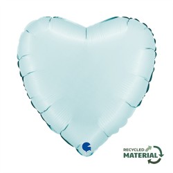 BALLON METALLIQUE COEUR 46 CM SATIN BLUE PASTEL OU BLEU PASTEL