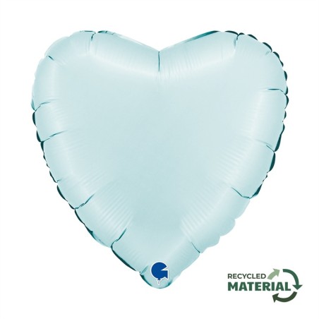BALLON METALLIQUE COEUR 46 CM SATIN BLUE PASTEL OU BLEU PASTEL