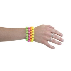 4 BRACELETS PERLE MULTICOULEUR FLUO