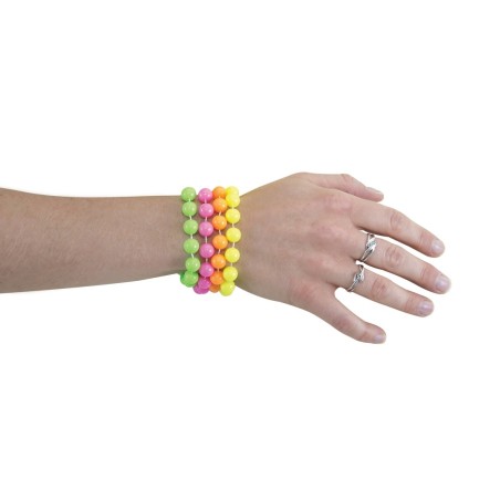 4 BRACELETS PERLE MULTICOULEUR FLUO