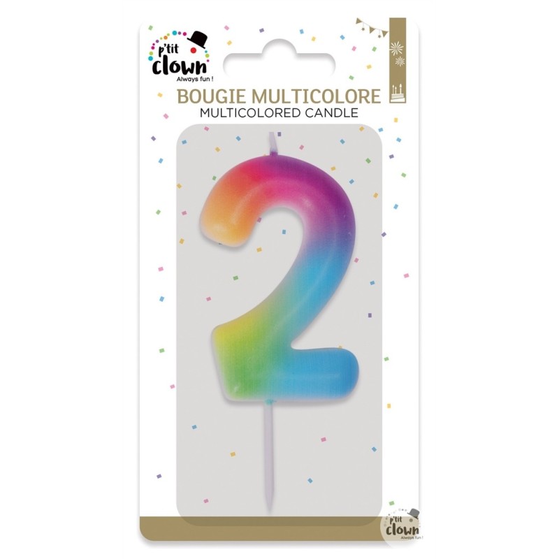 BOUGIE MULTICOLORE CHIFFRE 2